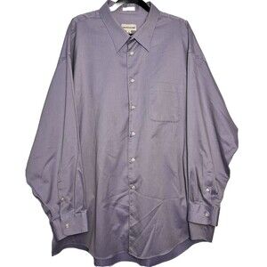 Pronto Uomo Button-Up Shirt Men Size 18 34/35 Lilac Long Sleeve 2-Ply Twill
